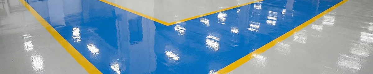 A factory floor professionally covered and marked with epoxy flooring in Indianapolis, IN