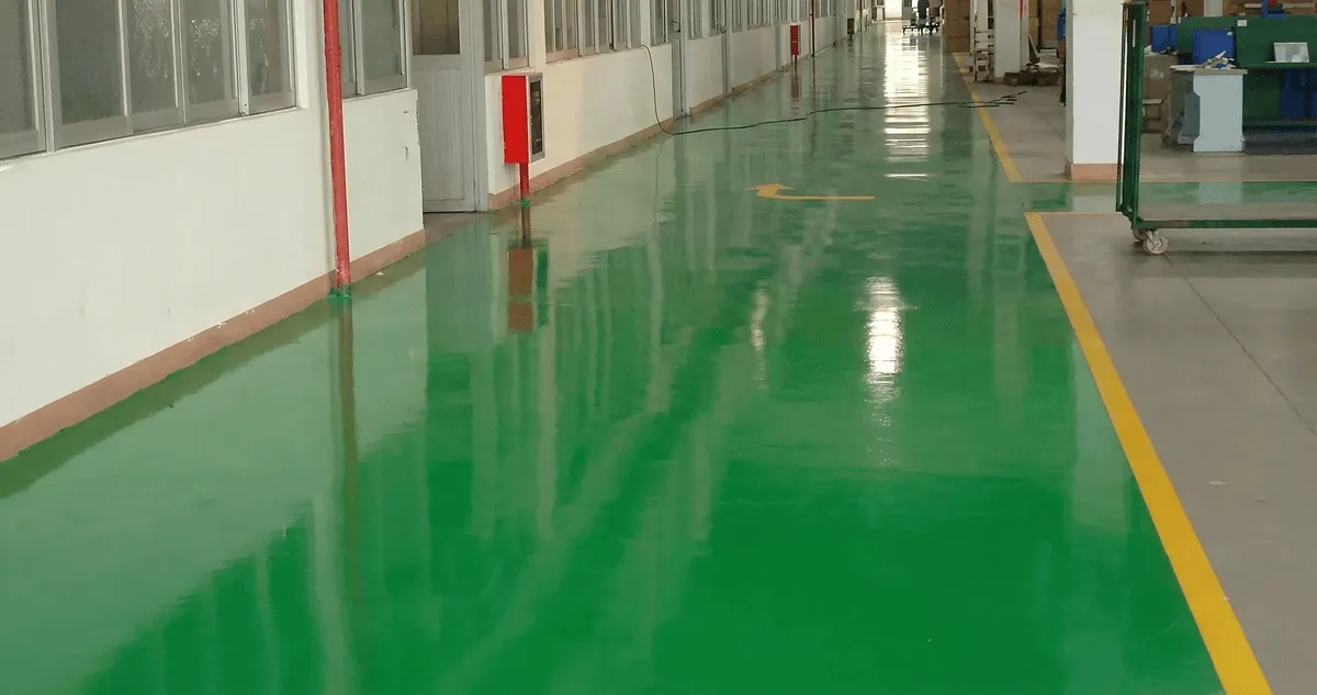 A factory floor professionally covered and marked with epoxy flooring in Indianapolis, IN